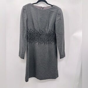KAY UNGER VTG 8 Grey waist embroidered A-line dress old money classic effortless